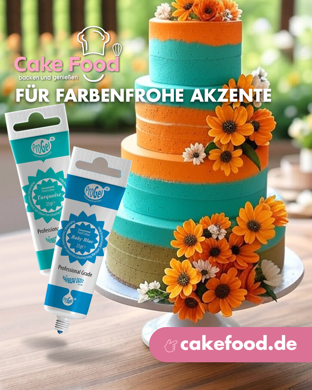 Cake Food Renkli ProGel Gıda Boyası Pasta Afişi