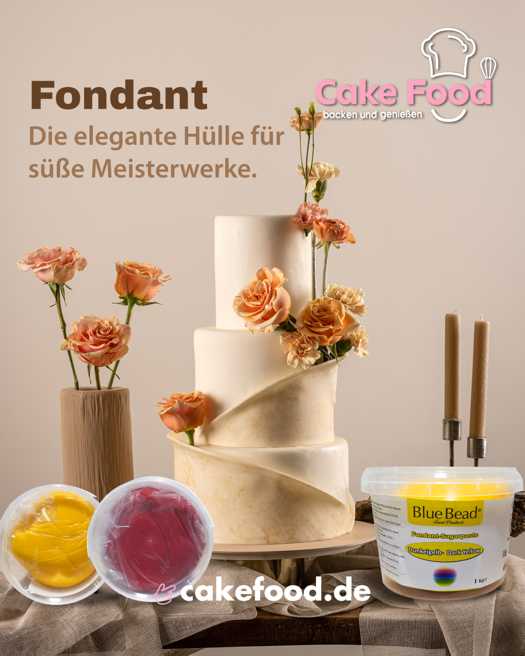 Cake Food Blue Bead Şeker Hamuru Katlı Düğün Pastası Afişi