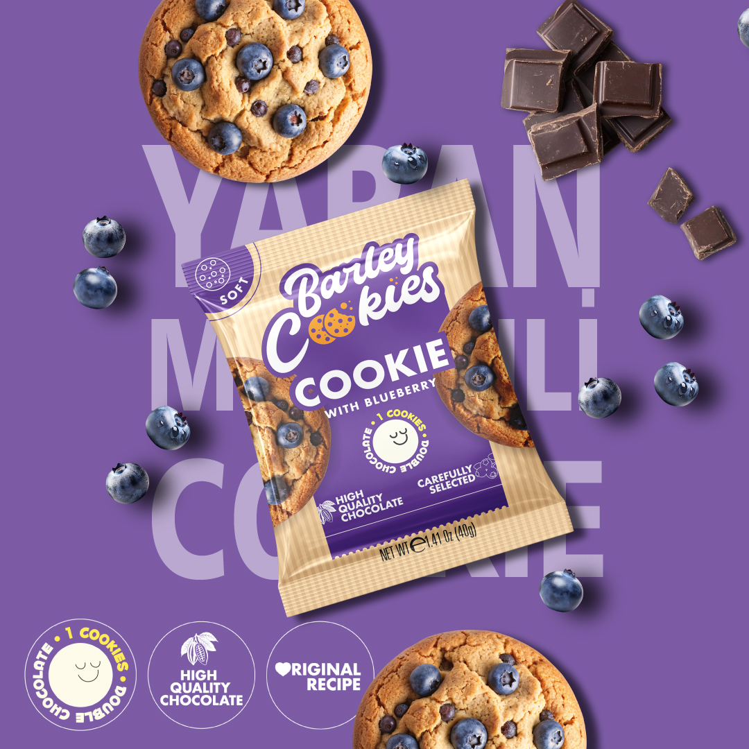Barley Cookies Yaban Mersinli Kurabiye Mor Tasarım Post